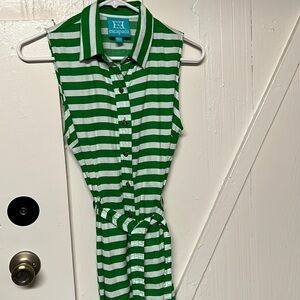 Escapada green and white stripe wrap dress